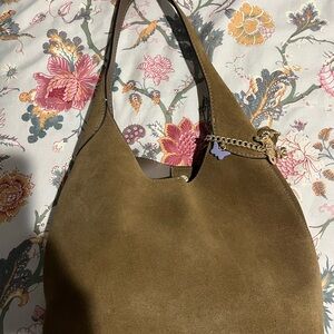 Coach Brooklyn 28 Suede Shoulder Bag with Bag Chain Charms